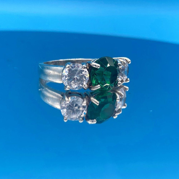 Vintage Sterling Silver and Cubic Zirconia Ring - Picture 1 of 10